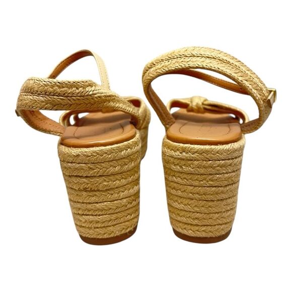 J. Crew | Strappy Raffia Espadrilles Platform Wedges Sandals Size 6.5 Shoes - Picture 3 of 11